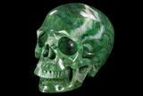 Realistic, Carved Green Stone Verdite (Fuchsite) Skull #116514-2